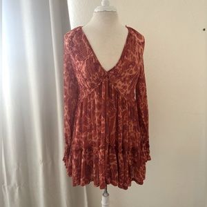 Short long sleeve freepeople v neck short dress